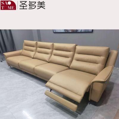 Minimalist Smart Home Leather Eucalyptus Wood Frame Various Combinations Functional Sofa