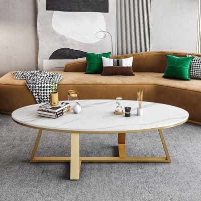 Elegant White Tea Table Living Room Oval Coffee Table