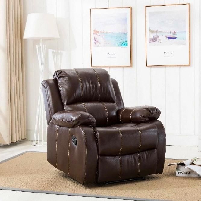 Jky Furniture Luxury Design Top Grain Leather Manual Recliner Sofa Set for (3+2+1) with Over-Filled Cushion and Customizable Functions