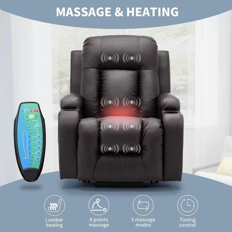 Jky Furniture Fabric Power Electric Lift Chair with Heating and Vibration Massage Function
