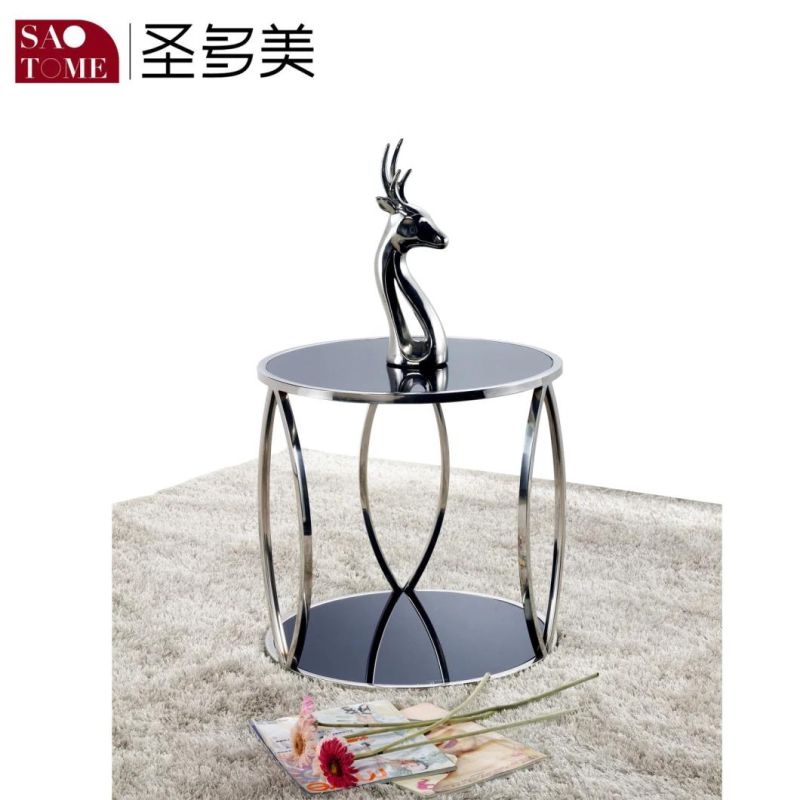 Modern Simple and Exquisite Living Room Furniture Metal Glass Round End Table