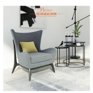 Wing Back Hotel Reclining Linen Sofa Chair with Table