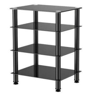 4-Tier Media Component Stand Audio Cabinet with Glass Shelf