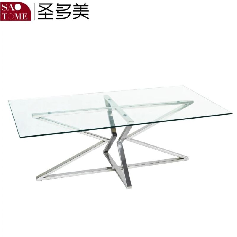 Modern Living Room Furniture Stainless Steel Transparent Glass Small End Table