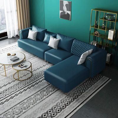 Cheap Modern Design Luxury 3+1 Seat Gold Feet Furniture Living Room Green Fabric Divan Set