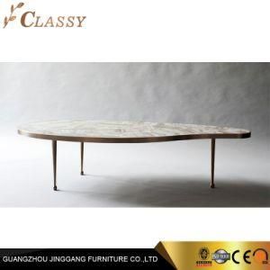 Luxury Marble Stone Coffee Table with Metal Leg