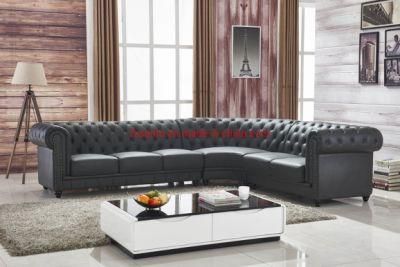 Moder Customized Size Color Solid Wood Hard Frame Top Grain Leather L Shape Home Villa Living Room Hotel Corner Sofa