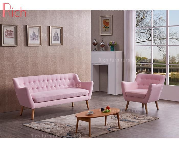 Furniture Manufacturer Light Pink Single Fabric Sofa for Home