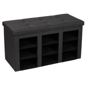 Knobby Button Design Folding Storage Shoe Rack Bench Ottoman