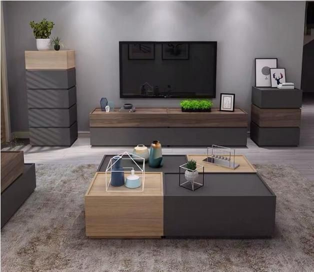 Modern Living Room Wood Mirror Jewellery Storage Coffee Table