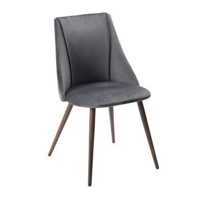 Modern Upholstered Heat Transfer Metal Leg Velvet Dining Chairs