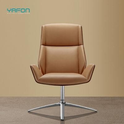 Luxury Leather Upholstery with Wooden Frame High Back Leisure Office Chair