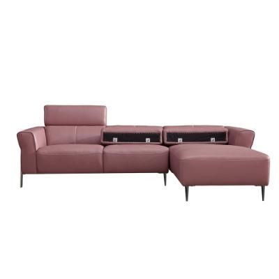 Sunlink Italian Simple Design Corner L Shape Moderno Home Leather Livingroom Sofa