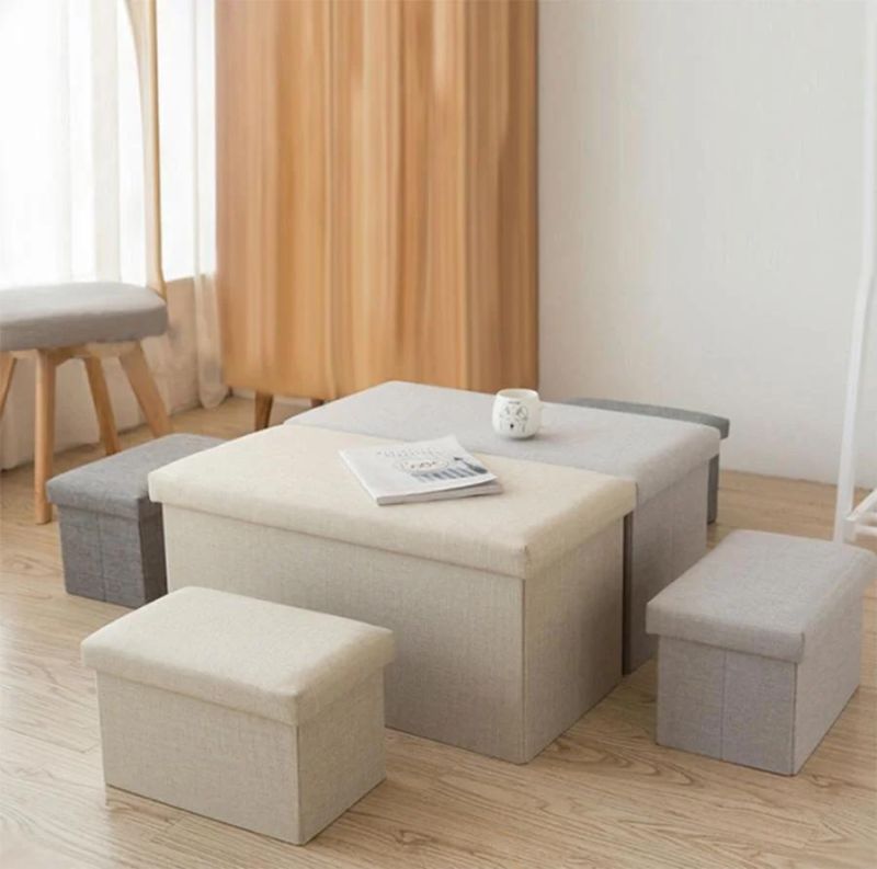 Storage Stool Sofa Shoe Stool Sitting Folding Fabric Storage Stool