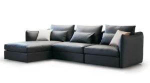 Modern Living Room Sofa Black Leather Sofa (D-74)