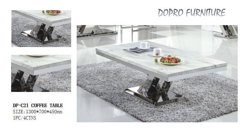 Contemporary Stainless Steel Base Artificial Marble Coffee Table