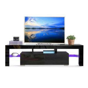 Black High Gloss Customized Size LED Light TV Cabinet