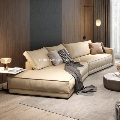 Condo Genuine Leather Modern Chaise Lounge Suite Upholstered Furniture Consultation Factory Corner Sofa Set