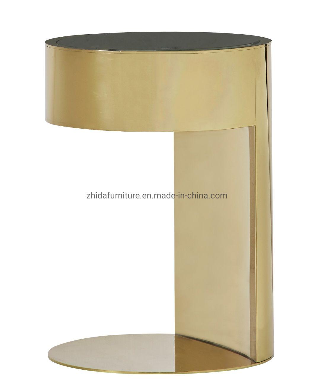 Luxury Contemporary Style Italian Golden Metal Glass Top Coffee Side Table
