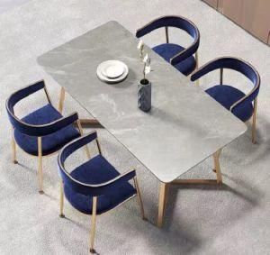 Wholesale Italian Modern Simple Style Dining Room Set Rectangle Dining Table Chair Light Luxury Marble Household Dining Table