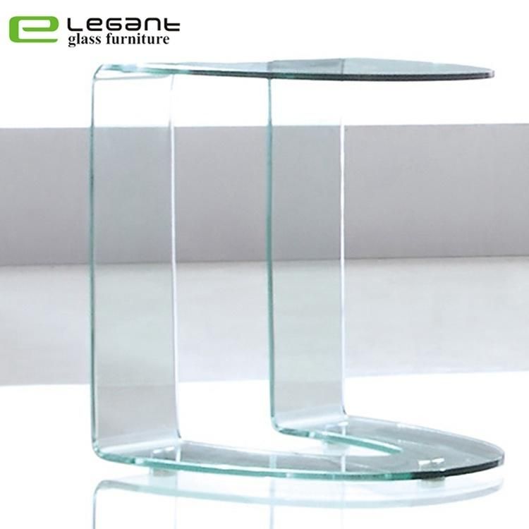 Grey Bent Glass Side Coffee Table Design