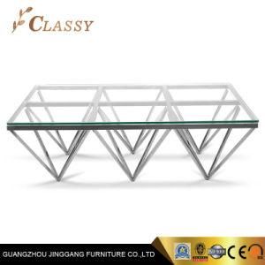 Luxury Modern Rectanglar Glass Coffee Table with Metal Base