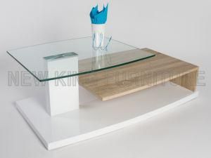 Space Saving Home Furniture Bent Wood Glass Coffee Table (NK-CTB017-1)