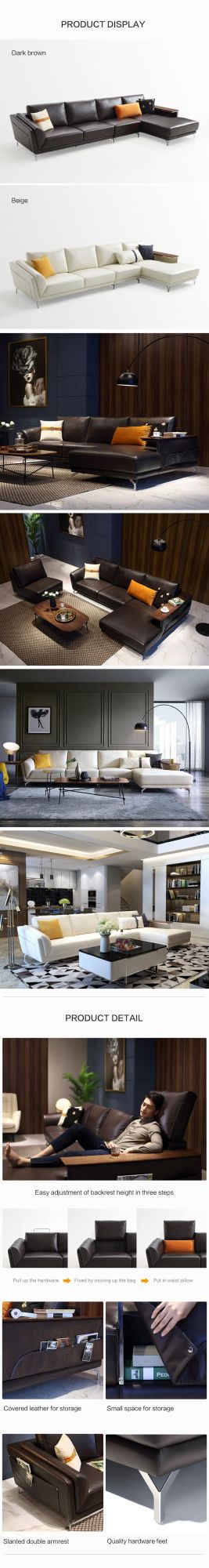 High Quality New L-Shaped Home Furniture Genuine Leather Couch Sofas Sofa Rap1K