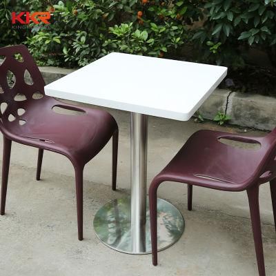 Round Solid Surface Artificial Stone Restaurant Dining Table with Chair