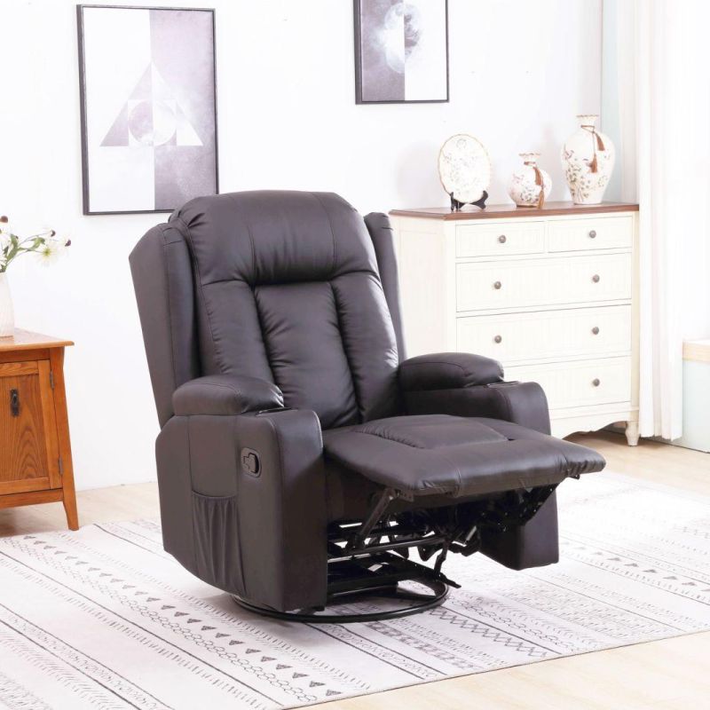 Jky Furniture Modern Design Manual Rock and Swivel Recliner Chair with Big Wingback