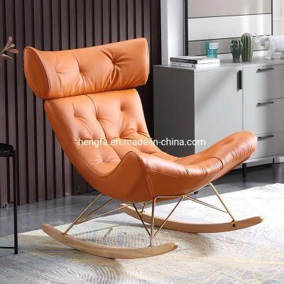 Luxury Leather Rocking Chair Recliner Hotel Leisure Living Room Chair