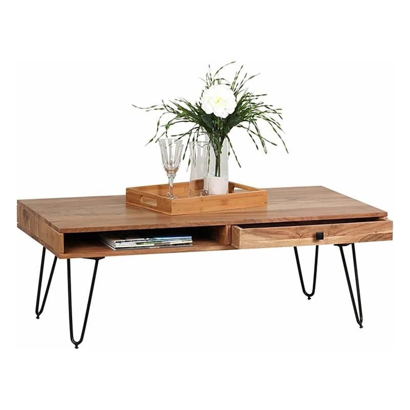 Brown Wooden Coffee Table with a Drawer