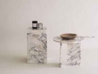 Customized Design Natural Arabescato White Marble Side Stone End Table