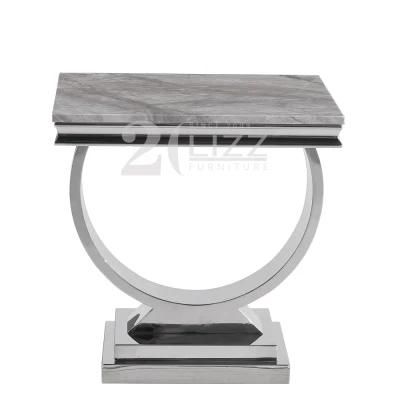 Unique European Style Grey Marble Top Coffee Table Modern Home Living Room Side Table Furniture