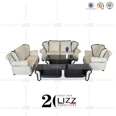 Contemporary European Style Living Room Furniture Italian Genuine Leather Sofa