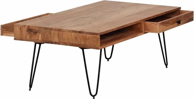 Brown Wooden Coffee Table with a Drawer