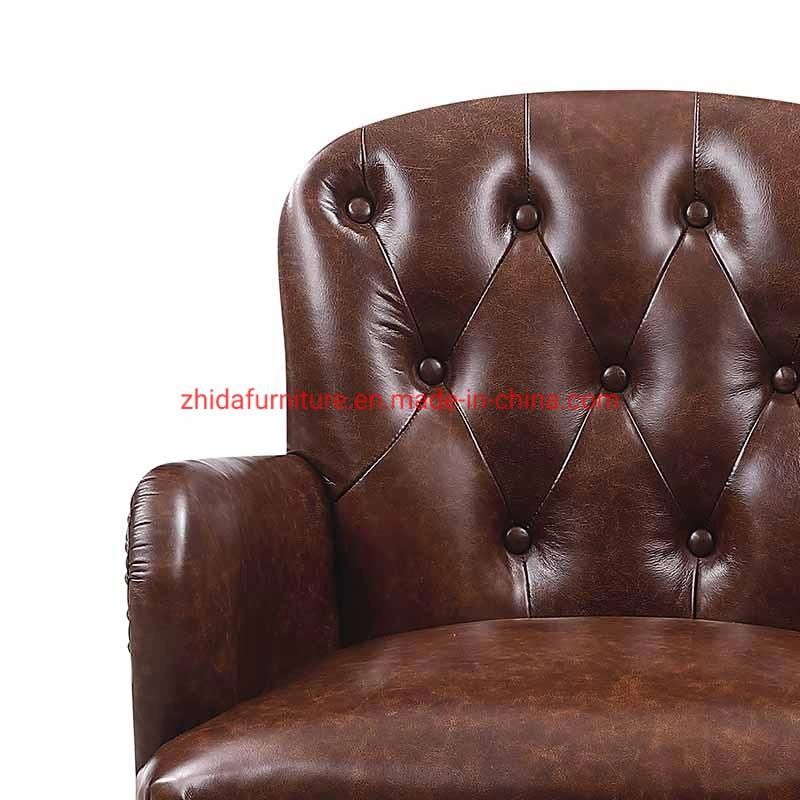 Genuine Leather Living Room Book Wooden Chair for Living Room Furniture