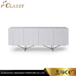 Luxury Hotel Living Room Hallway Cabinet with Silver Stainless Steel Legs and Wood Drawers