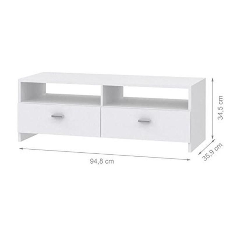 White TV Stand for Living Room with Two Drawers