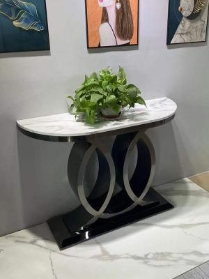 Marble Stainless Steel Porch Table Simple Modern Titanium Wall Decoration Entry Porch Cabinet Bar Table