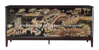Chinese Style Project Living Room Cabinet with Dragon Pattern