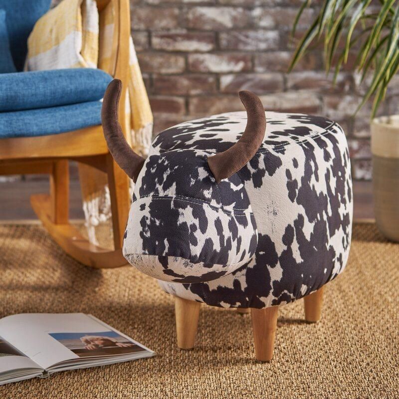 Li&Sung 10187 Creative Print Small Cow Animal Stool Ottoman