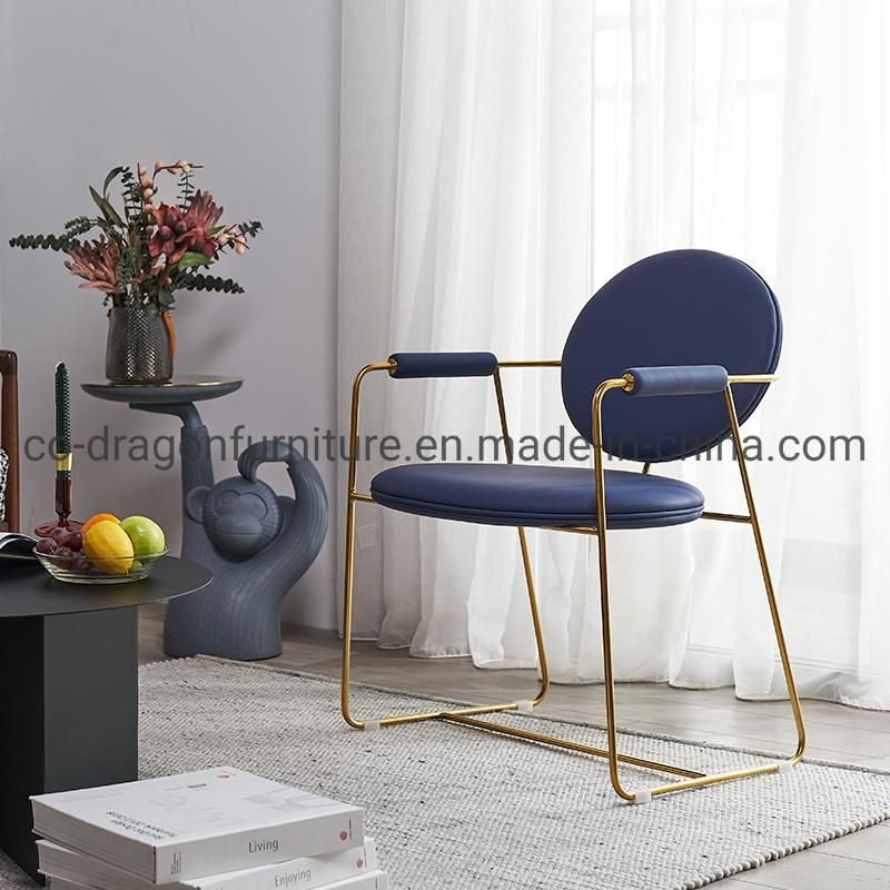 Luxury Metal Frame Leather Simple Leisure Chair for Livingroom Furniture