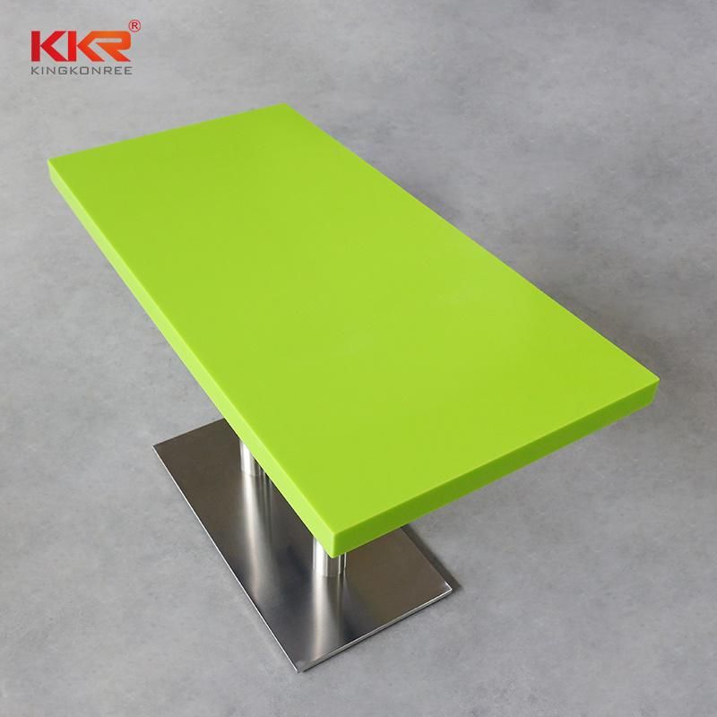 Fancy Warm Green 4 People Rectangle Solid Surface Restaurant Table