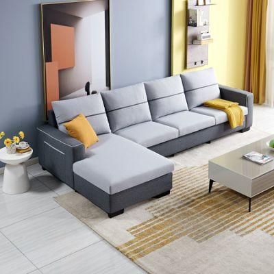 102533 Small Living Room 5 Seater Modern Fabric L Shape Sofa Set Designs