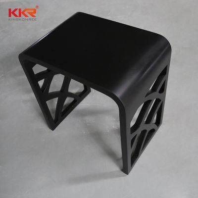 Black Solid Surface Resin Stone Washroom Art Design Shower Stool