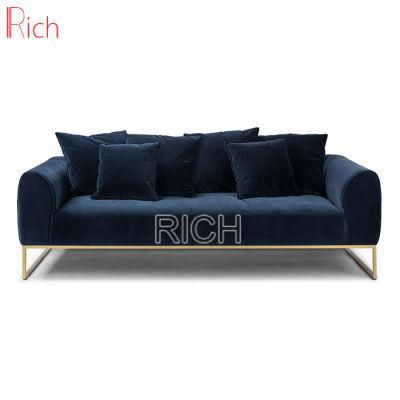 Factory Direct Sale Blue Velvet Sofa Classic Wood Frame Sofa Set