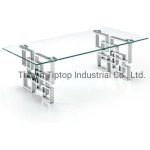 Wholesale Modern Stainless Steel Glass Silver Coffee Table
