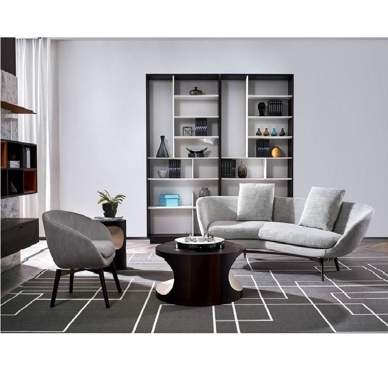 Modern Living Room Furniture Solid Wood Legs Half Round Fabric Lounge Chaise Sofa