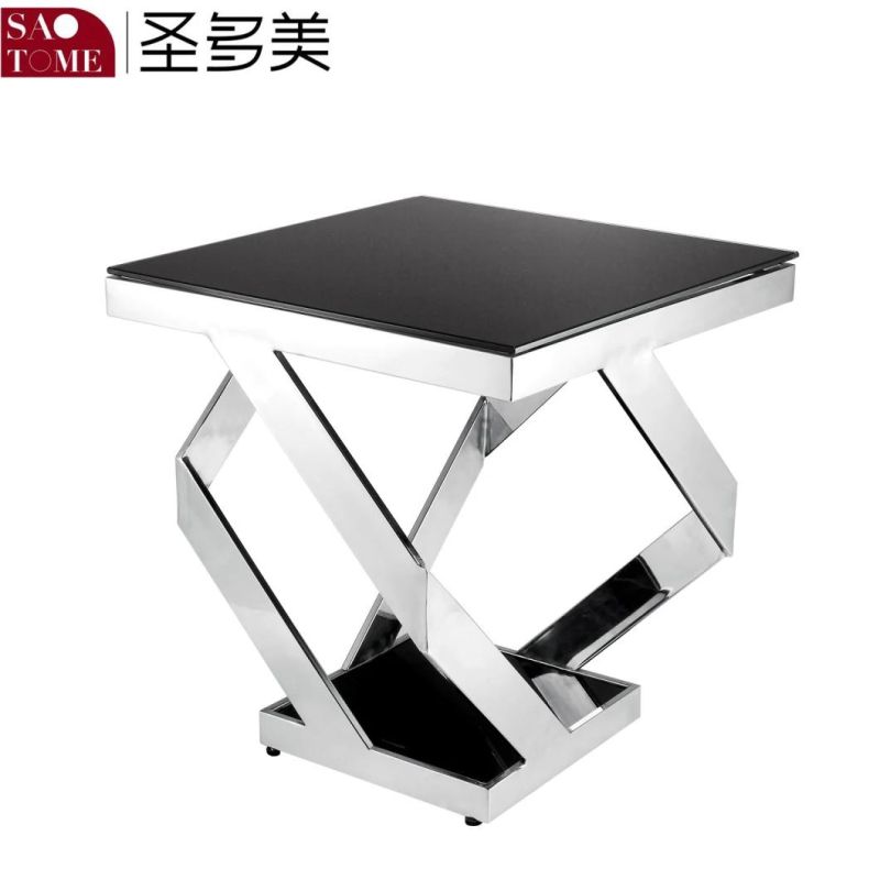 Hot Selling Fashion Living Room Furniture Black Glass Round End Table